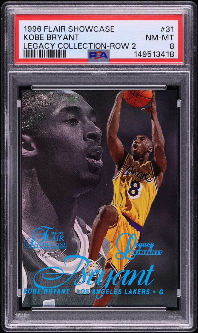1996 Flair Showcase Legacy Collection Row 2 Kobe Bryant ROOKIE /150 #31 PSA 8 NM-MT