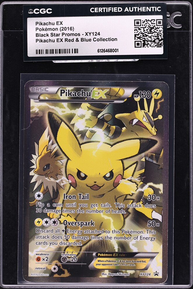 2016 Pokemon XY Promo Red & Blue Full Art Pikachu EX #XY124 CGC AUTH
