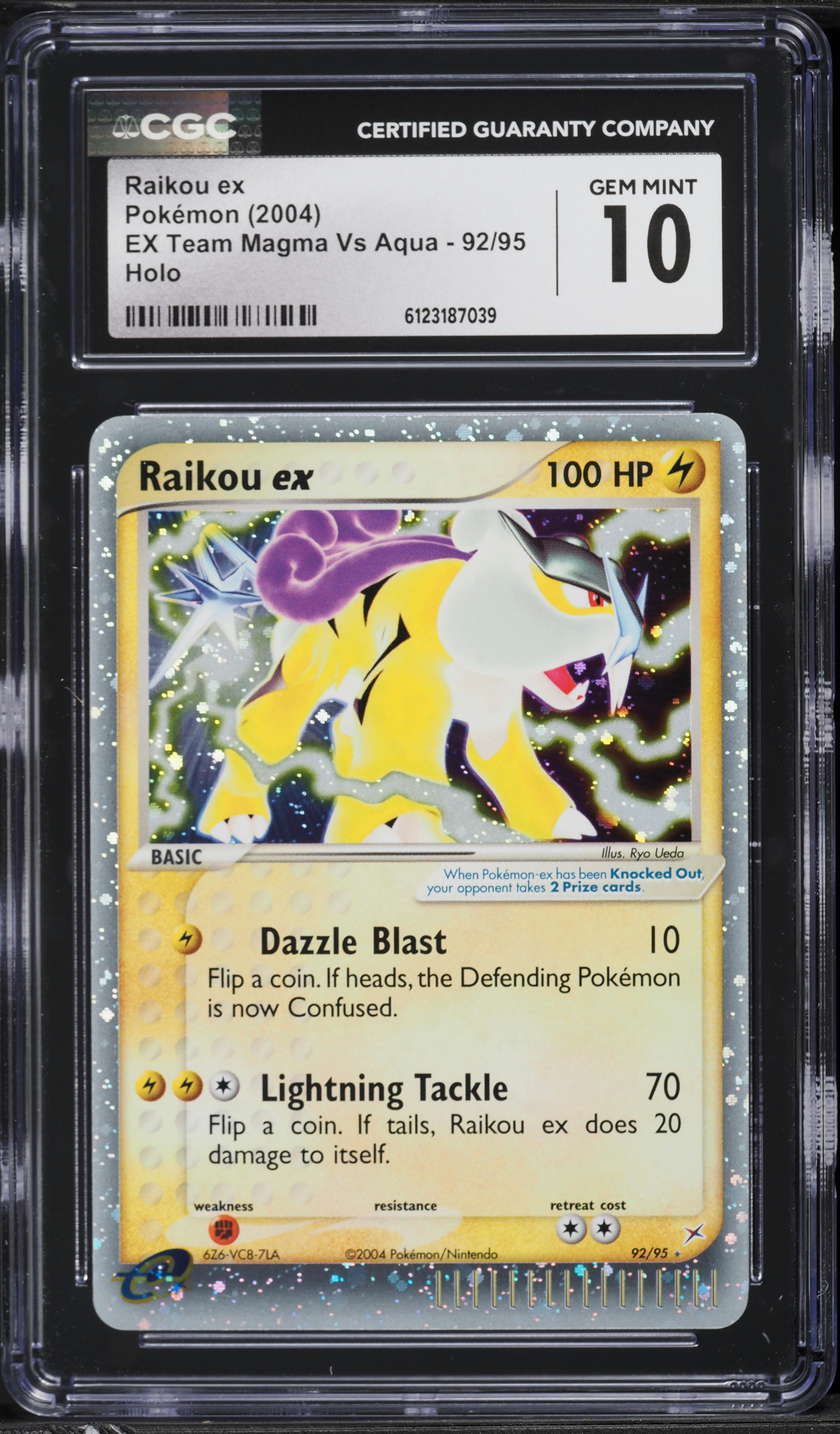 2004 Pokemon EX Team Magma VS Aqua Holo Raikou ex #92 CGC 10 GEM MINT
