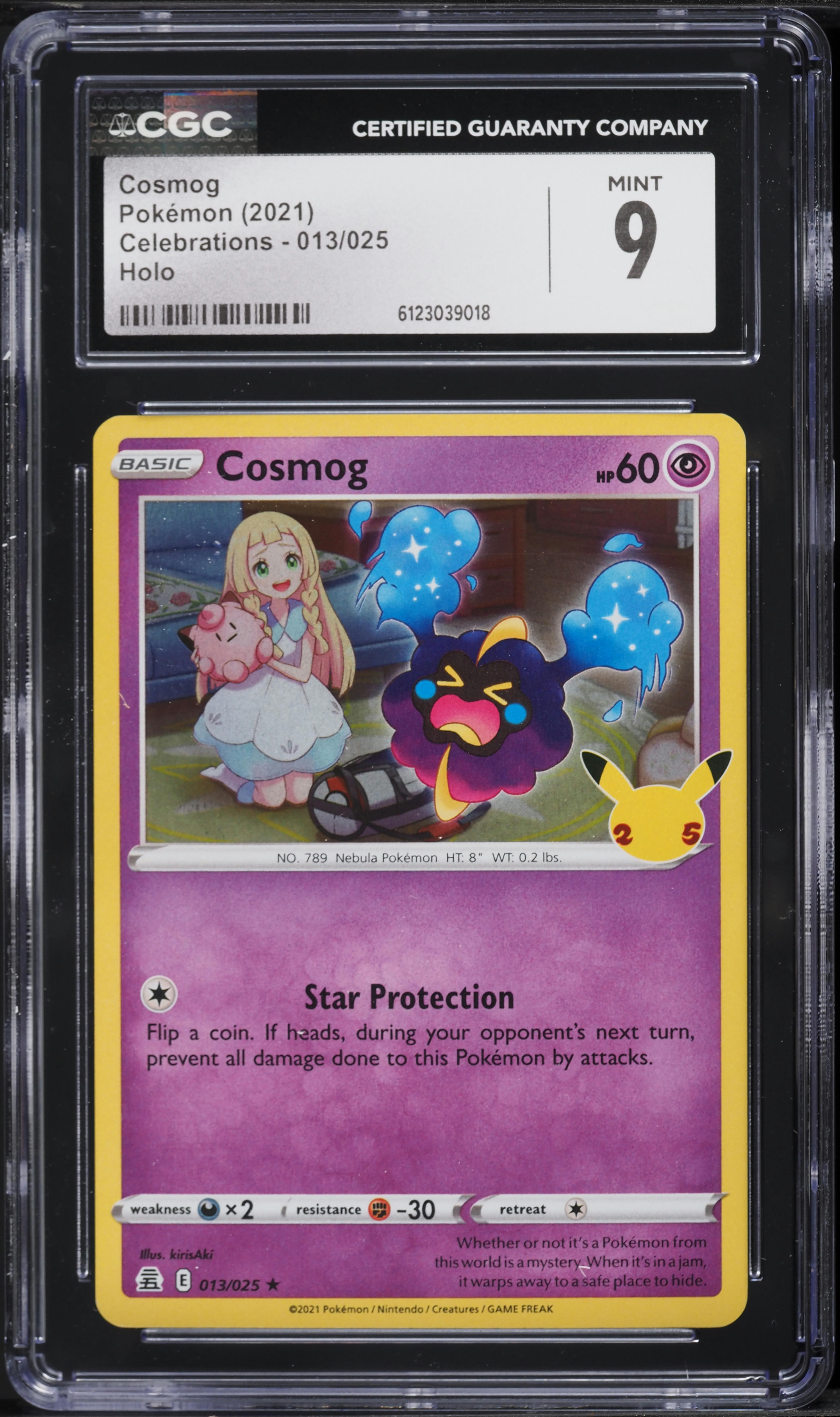 2021 Pokemon Sword & Shield Celebrations Holo Cosmog #13 CGC 9 MINT