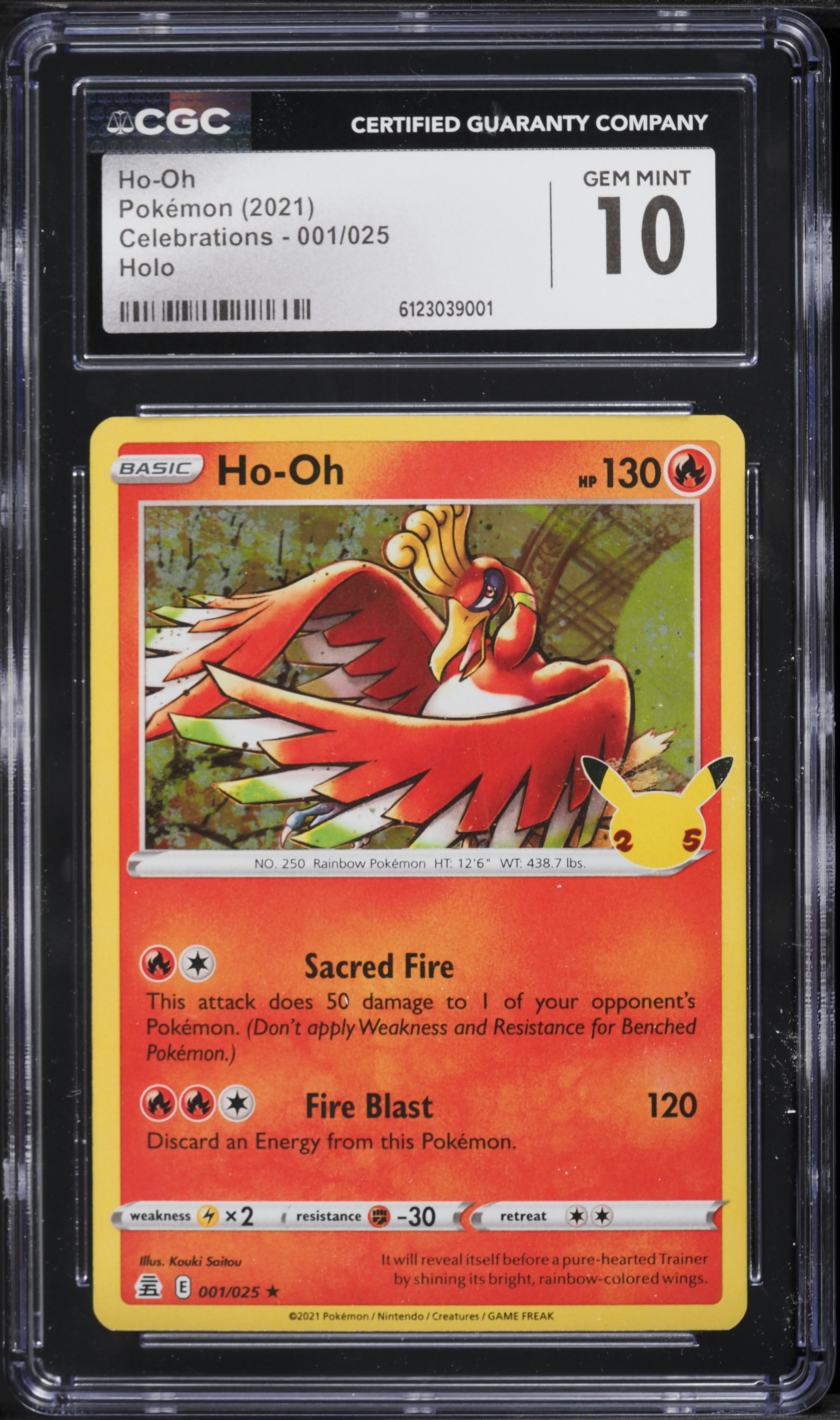 2021 Pokemon Sword & Shield Celebrations Holo Ho-Oh #1 CGC 10 GEM MINT
