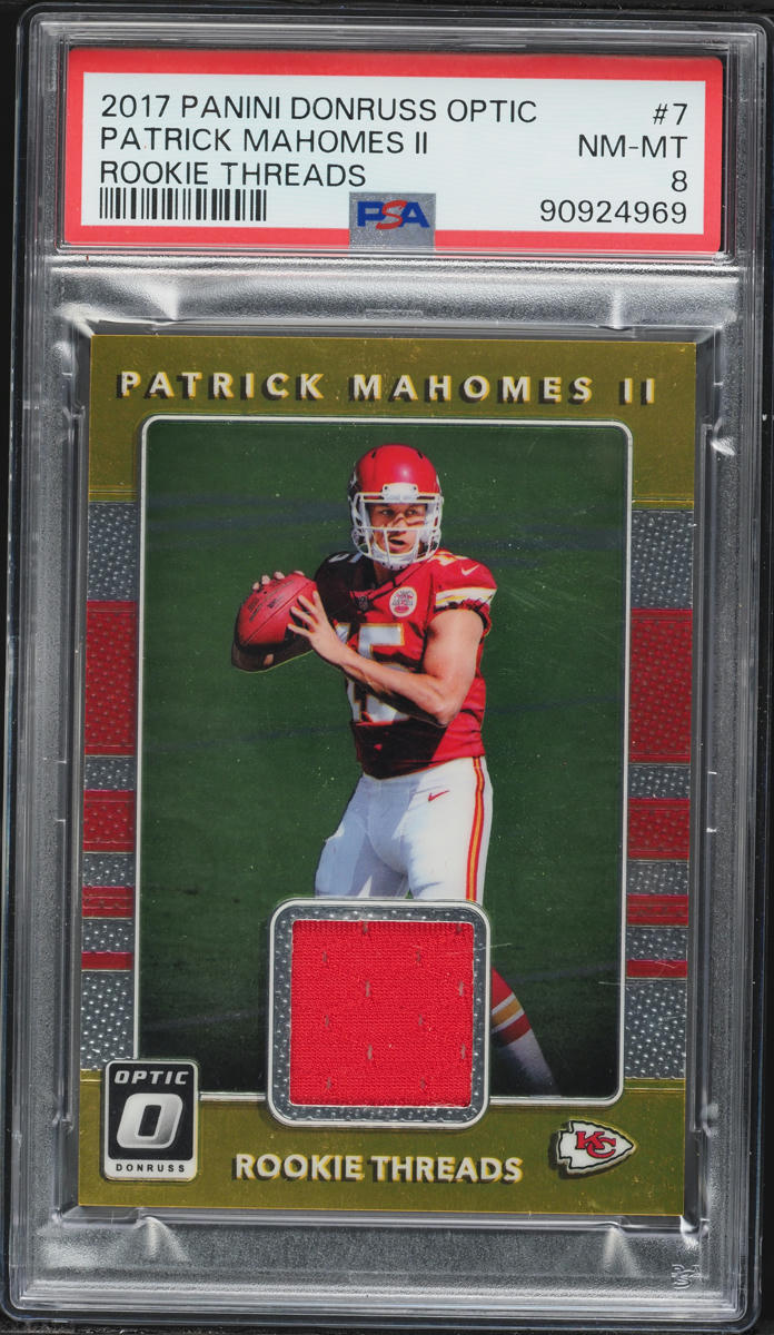 2017 Donruss Optic Threads Patrick Mahomes II ROOKIE PATCH #7 PSA 8 NM-MT