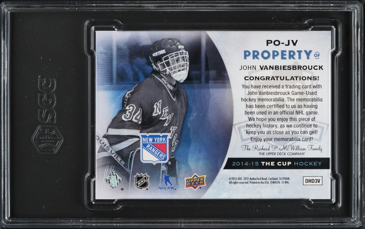 2014 Upper Deck The Cup Property Of John Vanbiesbrouck PATCH 1/1 #PO-JV SGC 8.5