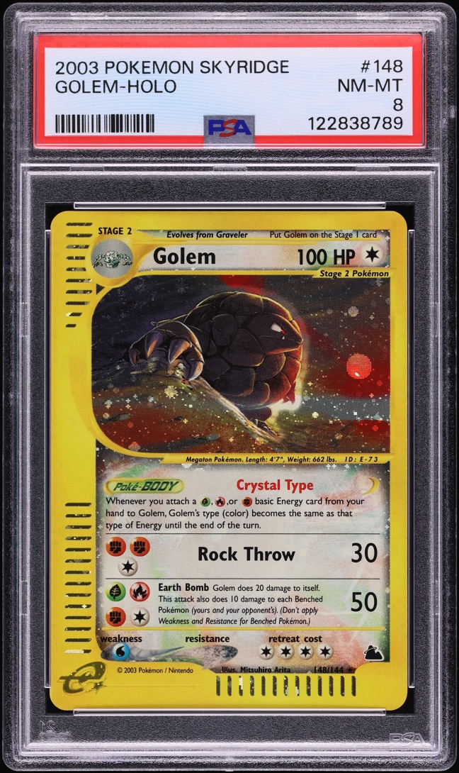 2003 Pokemon Skyridge Holo Crystal Golem #148 PSA 8 NM-MT