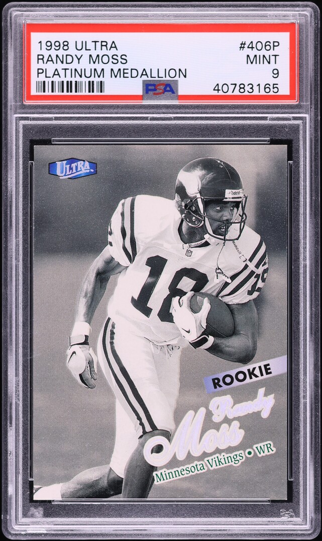 1998 Ultra Platinum Medallion Randy Moss ROOKIE 66/66 #406P PSA 9 MINT
