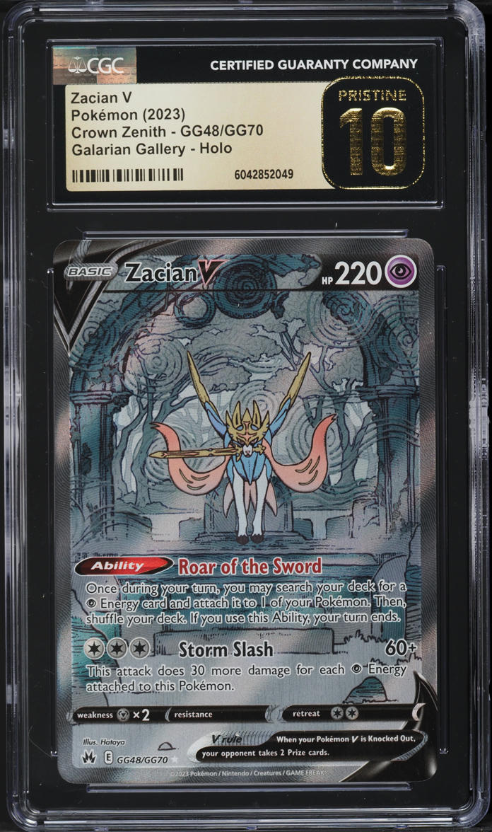 2023 Pokemon Sword & Shield Crown Zenith Full Art Zacian V #GG48 CGC 10 PRISTINE