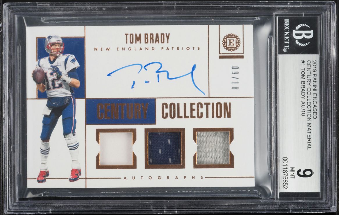 2019 Panini Encased Century Collection Tom Brady PATCH AUTO /10 #CCA-TBR BGS 9 MINT