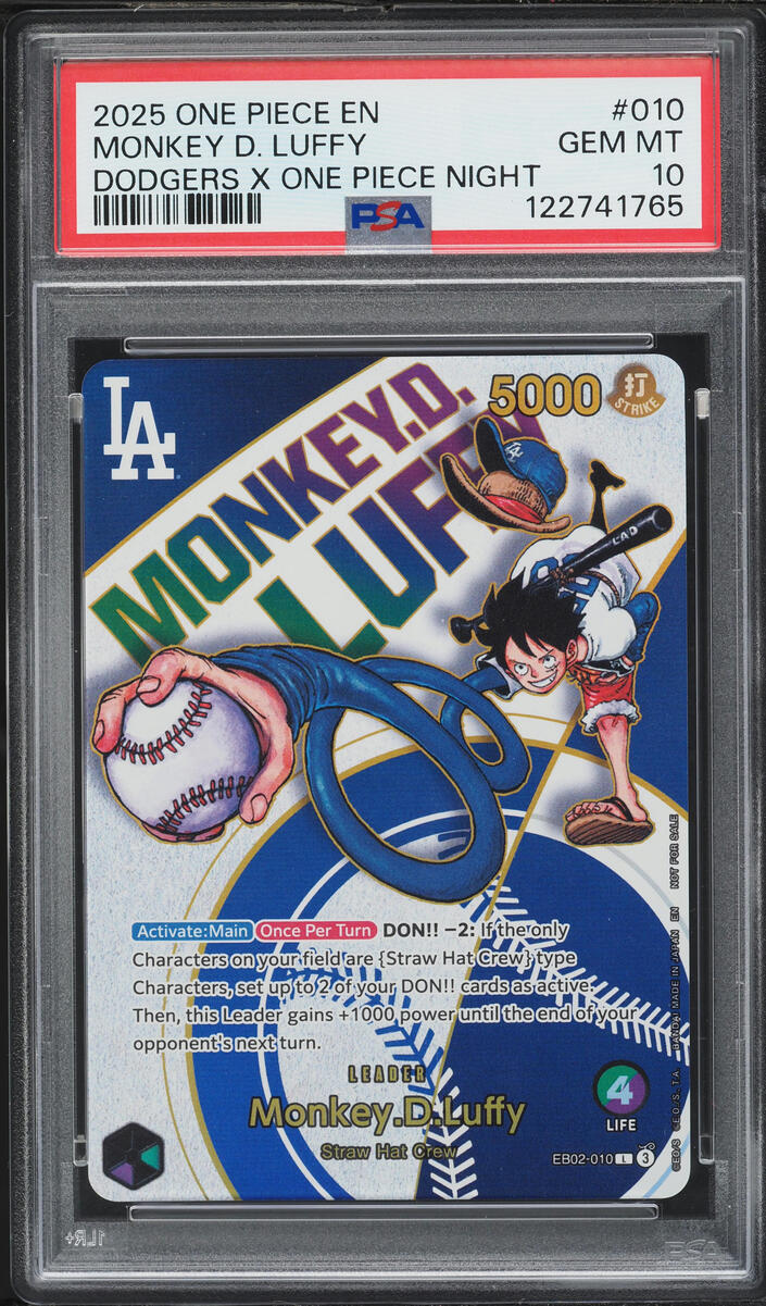 2025 One Piece Promo Dodgers X Night Leader Monkey D. Luffy #EB02-010 PSA 10 GEM MINT