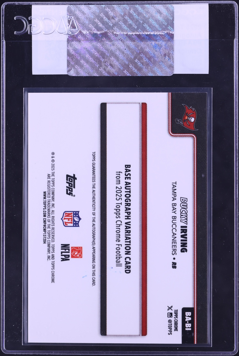 2025 Topps Chrome Orange Geometric Refractor Bucky Irving AUTO /25 #BA-BI CGC AUTH