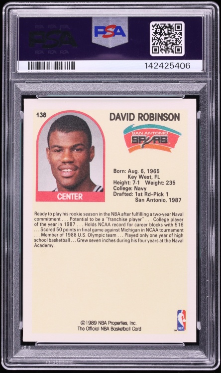 1989 Hoops David Robinson ROOKIE #138 PSA 9 MINT