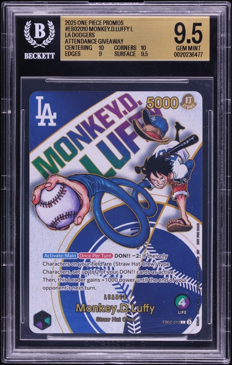 2025 #EB02-010 Monkey D. Luffy BGS 9.5 One Piece LA Dodgers Promo