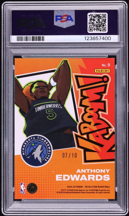 2024 Panini Revolution Kaboom! Vertical Gold Anthony Edwards /10 #9 PSA 8 NM-MT