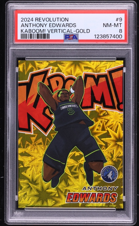 2024 Panini Revolution Kaboom! Vertical Gold Anthony Edwards /10 #9 PSA 8 NM-MT