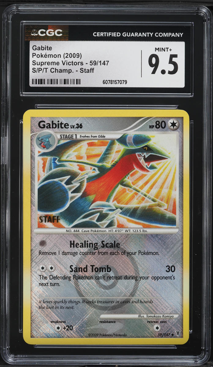 2009 Pokemon DP Supreme Victors S/P/T Championship Staff Gabite #59 CGC 9.5 MINT+