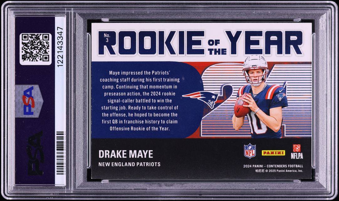 2024 Panini Contenders ROY Cracked Ice Drake Maye ROOKIE /25 #3 PSA 7 NRMT - Photo 2