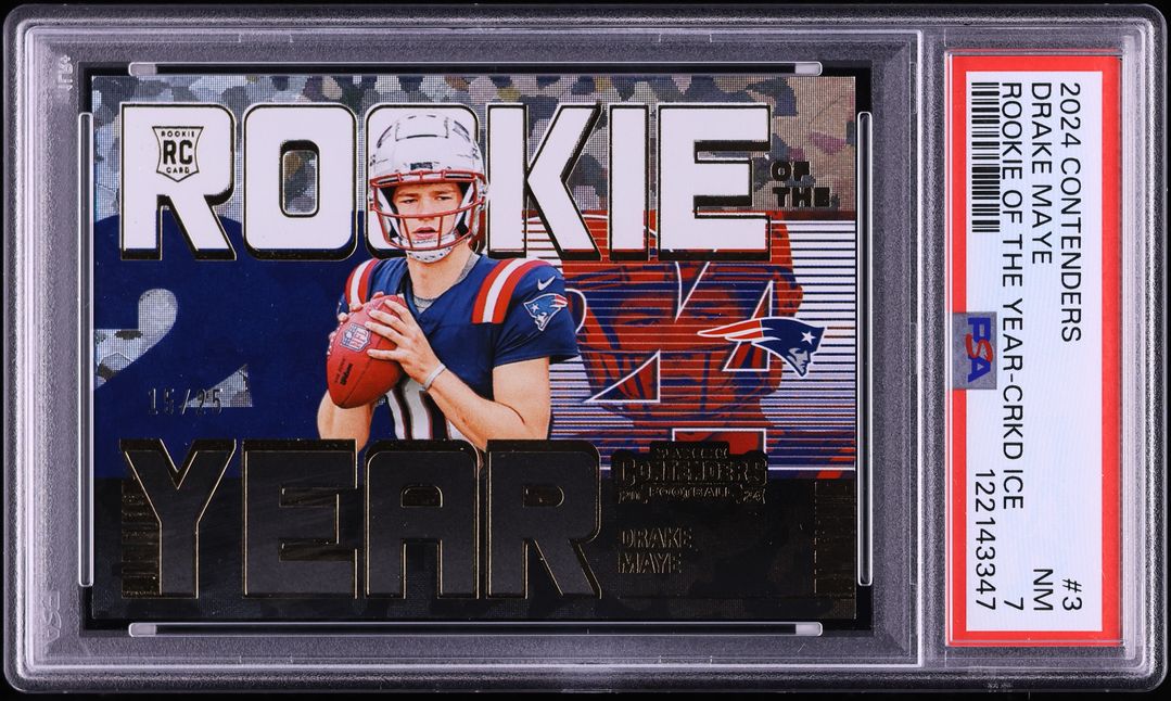 2024 Panini Contenders ROY Cracked Ice Drake Maye ROOKIE /25 #3 PSA 7 NRMT - Photo 1