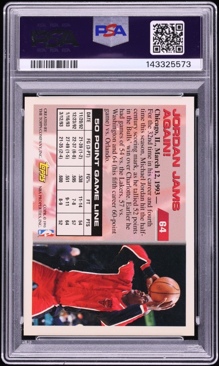 1993 Topps Gold 50 Point Club Michael Jordan #64 PSA 8 NM-MT