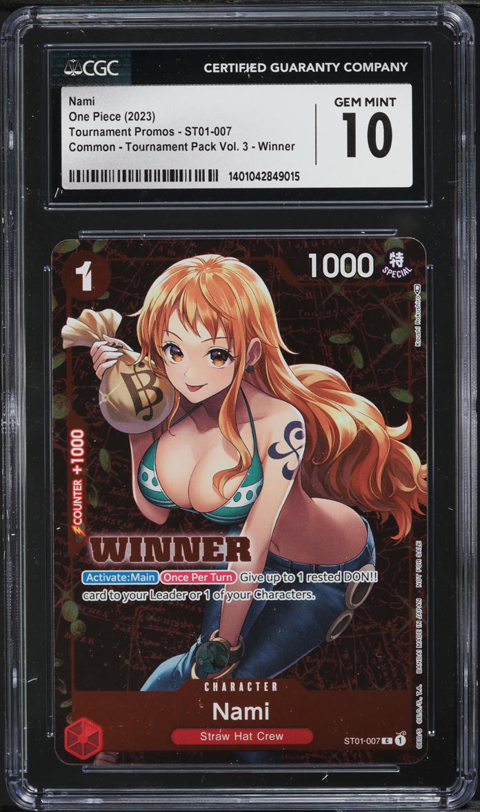 2023 One Piece Promo Tournament Pack Vol 3 Winner Nami #ST01-007 CGC 10 GEM MINT