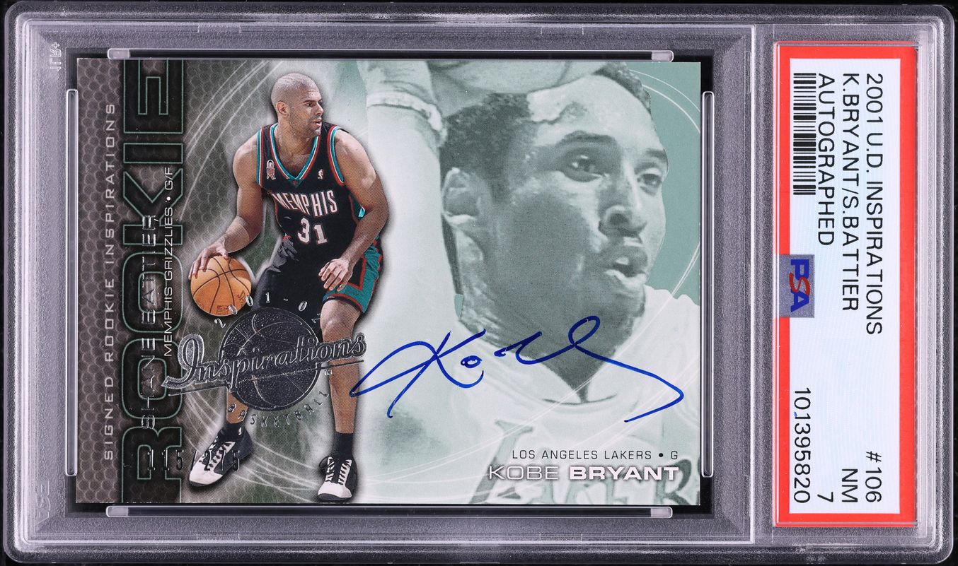 2001 Upper Deck Inspirations Shane Battier Kobe Bryant AUTO #106 PSA 7 NRMT