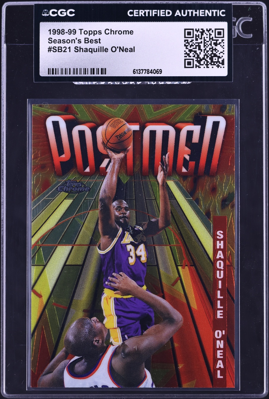 1998 Topps Chrome Season's Best Shaquille O'Neal #SB21 CGC AUTH