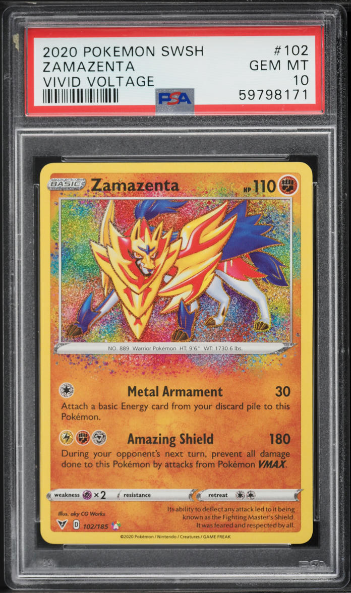 2020 Pokemon Sword & Shield Vivid Voltage Amazing Rare Zamazenta #102 PSA 10 GEM MINT