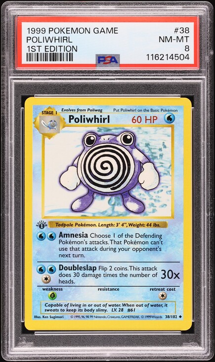 Pokémon Card Poliwhirl 38/102 Uncommon Base Set Unlimited WOTC LP-NM