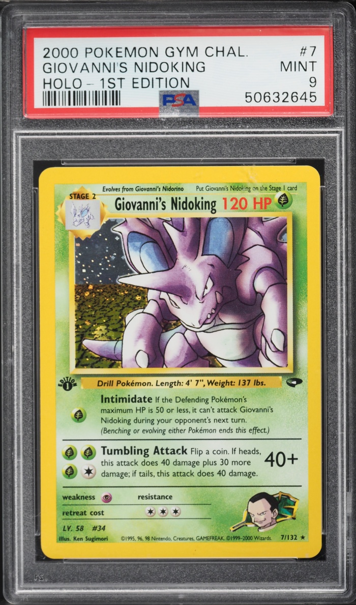 2000 Pokemon Gym Challenge 1st Edition Holo Giovanni's Nidoking #7 PSA 9 MINT