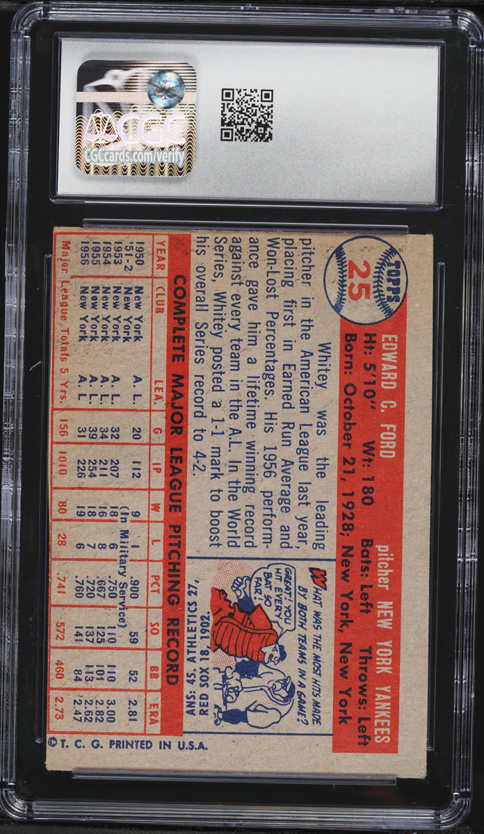 1957 Topps Whitey Ford #25 CGC 1.5 FR