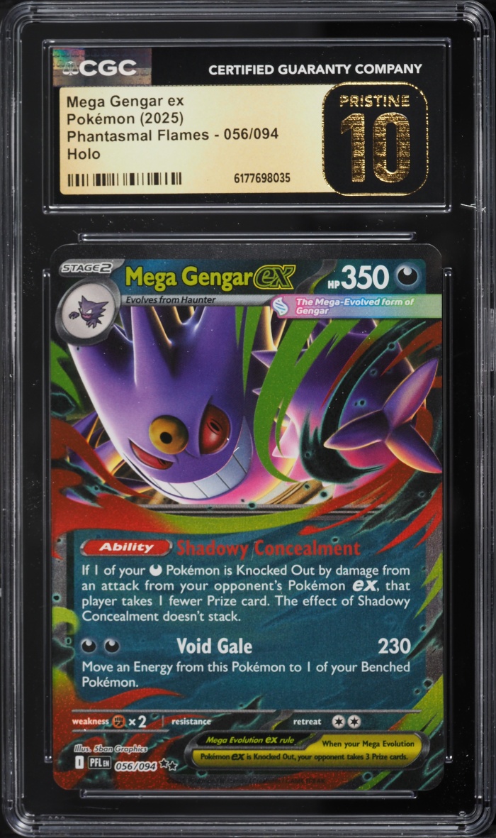2025 Pokemon Mega Evolution Phantasmal Flames Holo Mega Gengar Ex #56 CGC 10 PRISTINE