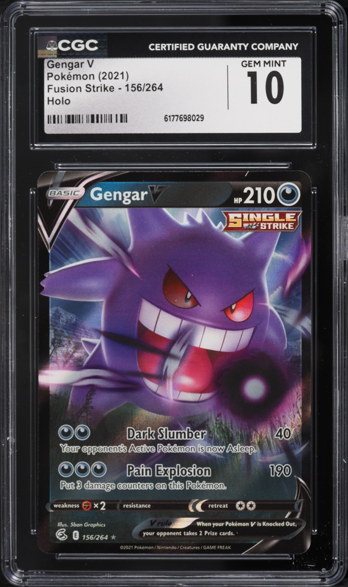 2021 Pokemon Sword & Shield Fusion Strike Holo Gengar V #156 CGC 10 GEM MINT