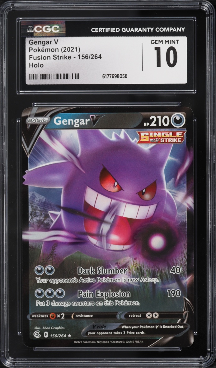 2021 Pokemon Sword & Shield Fusion Strike Holo Gengar V #156 CGC 10 GEM MINT