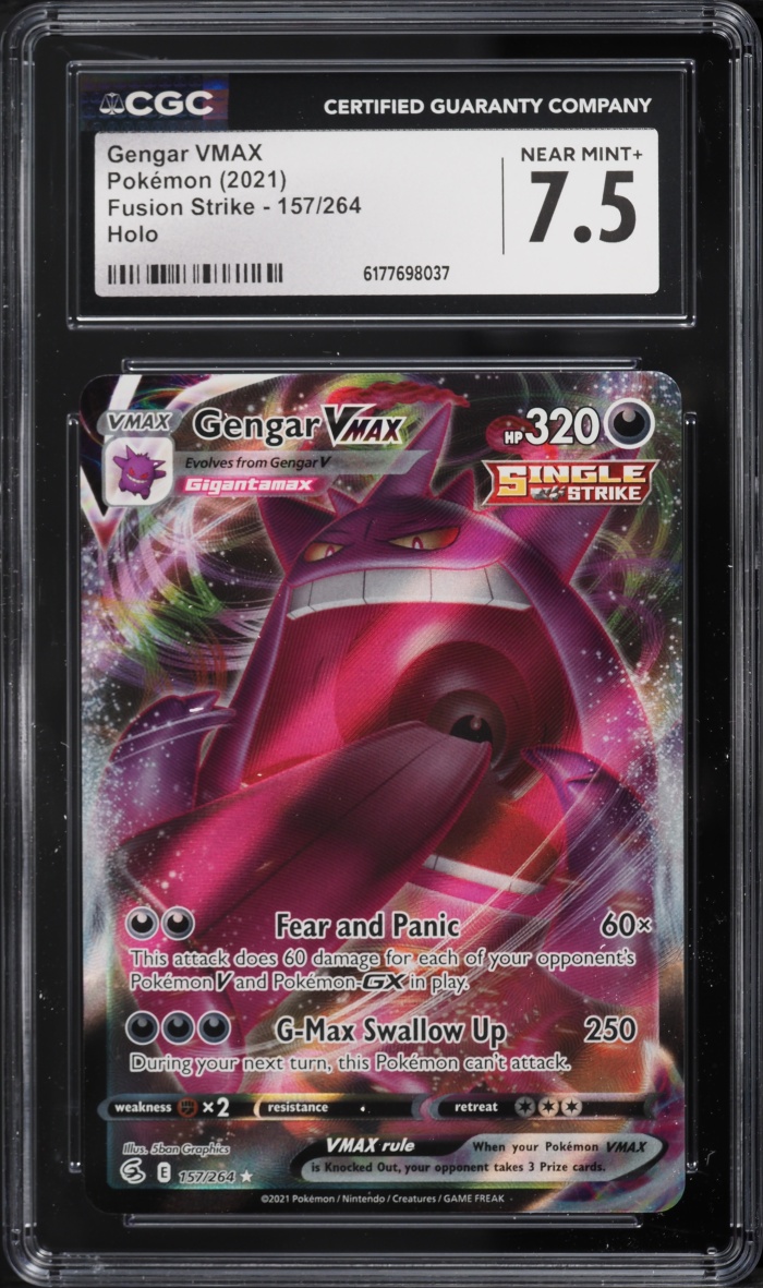 2021 Pokemon Sword & Shield Fusion Strike Full Art Gengar VMAX #157 CGC 7.5 NRMT+