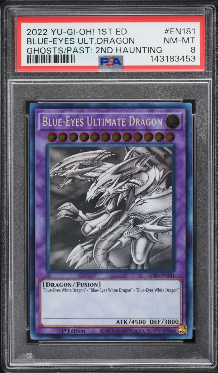 2022 Yu-Gi-Oh! GFP2 1st Edition Ghost Rare Blue-Eyes Ultimate Dragon #GFP2-EN181 PSA 8 NM-MT