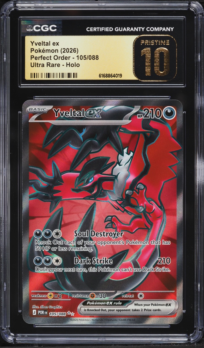 2026 Pokemon Mega Evolution Perfect Order Full Art Yveltal Ex #105 CGC 10 PRISTINE