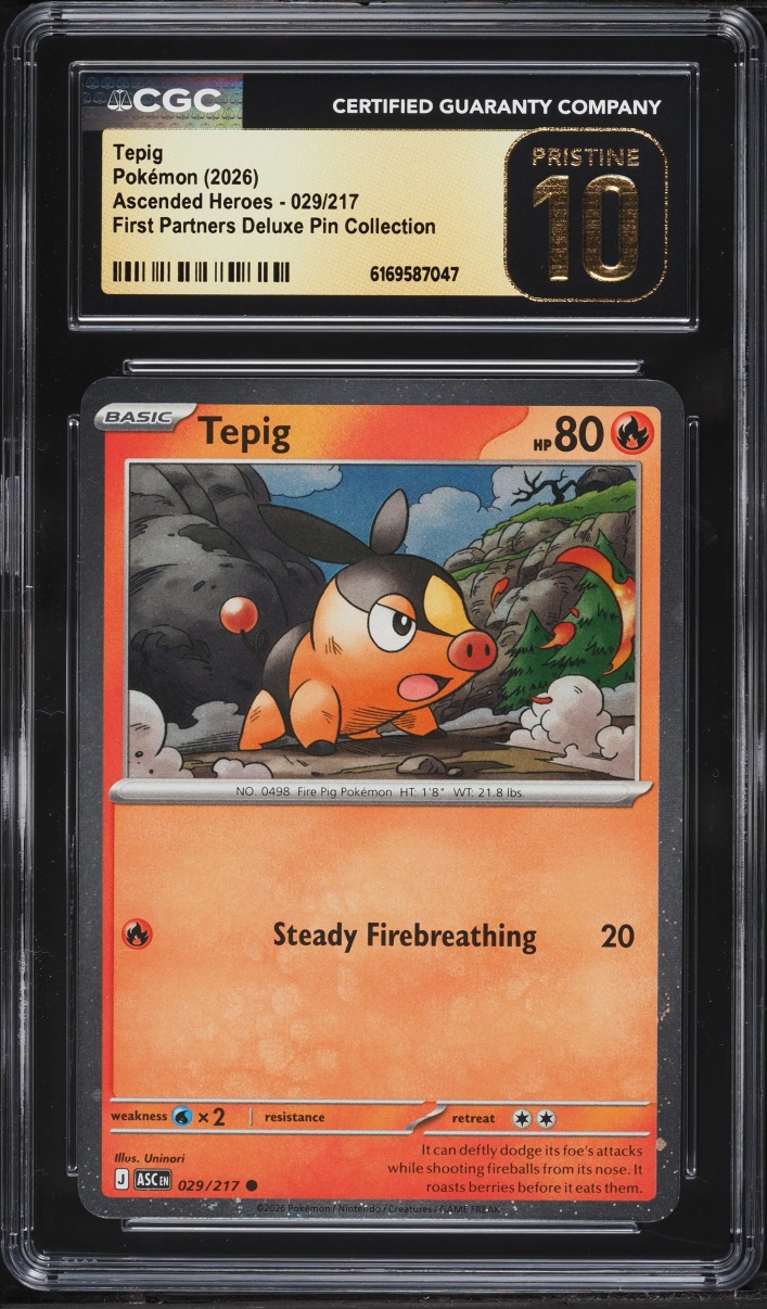 2026 Pokemon Mega Evolution Ascended Heroes First Partners Deluxe Pin Tepig #29 CGC 10 PRISTINE