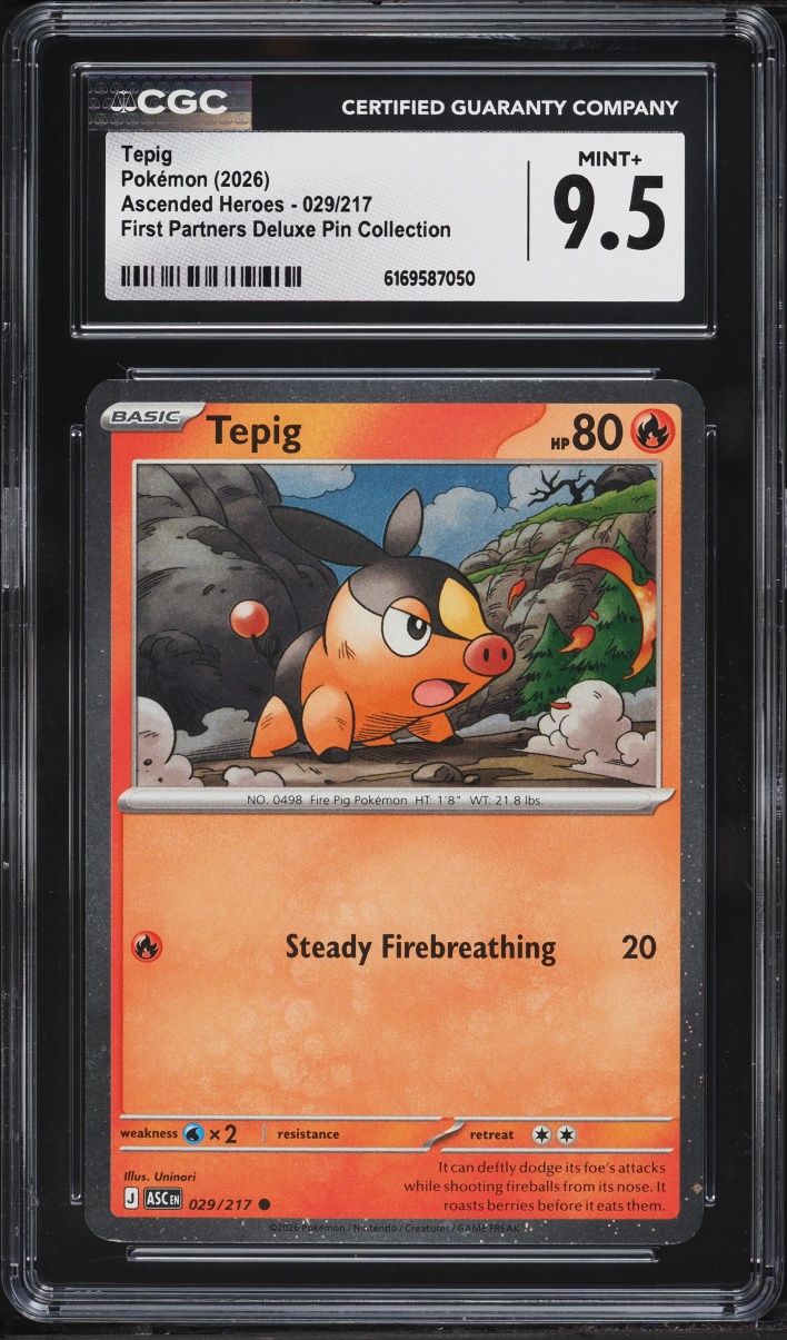2026 Pokemon Mega Evolution Ascended Heroes First Partners Deluxe Pin Tepig #29 CGC 9.5 MINT+
