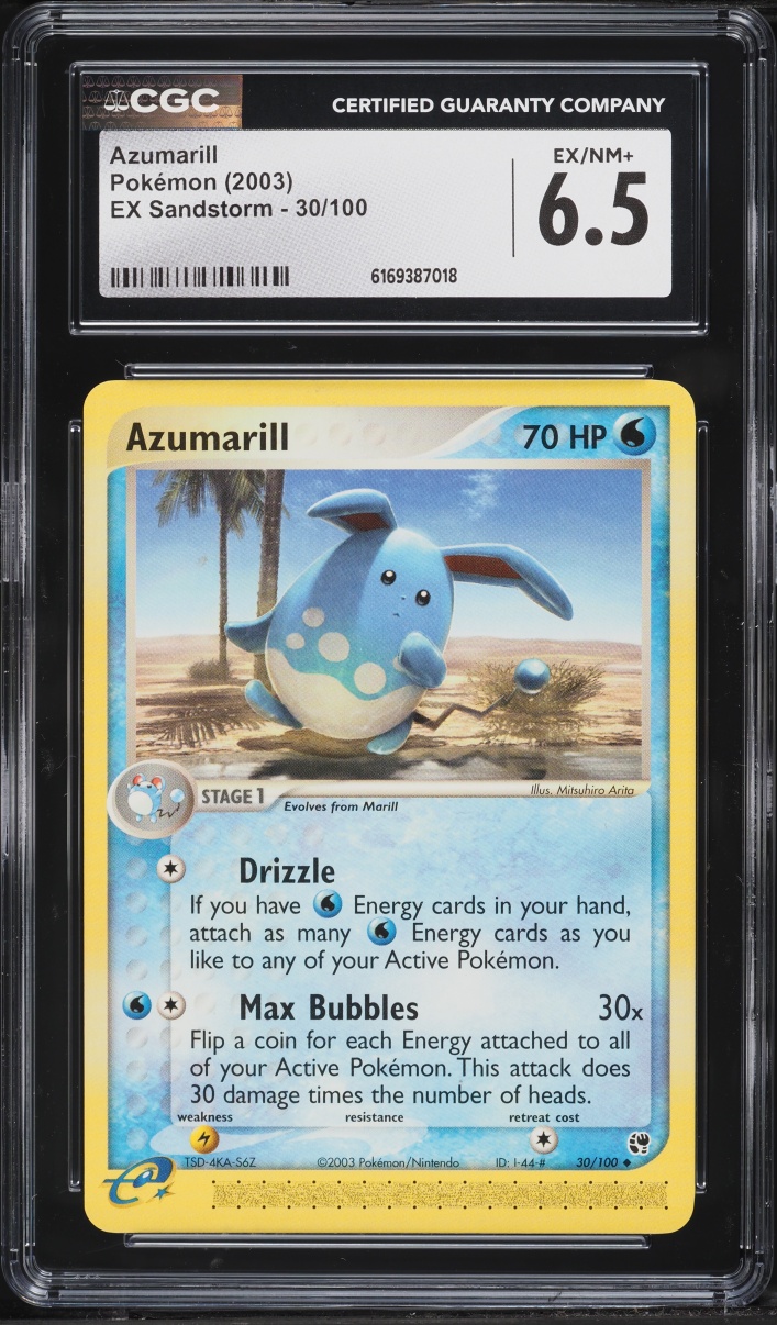 2003 Pokemon Ex Sandstorm Azumarill #30 CGC 6.5 EXMT+