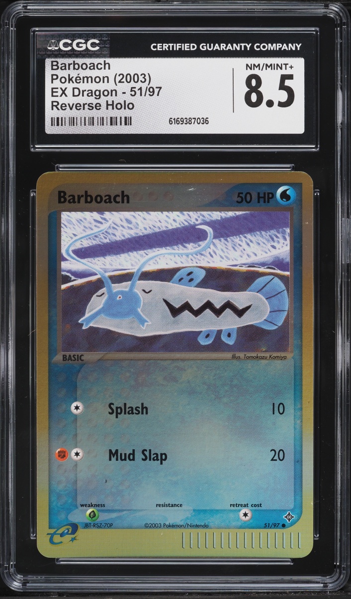 2003 Pokemon Ex Dragon Reverse Holo Barboach #51 CGC 8.5 NM-MT+