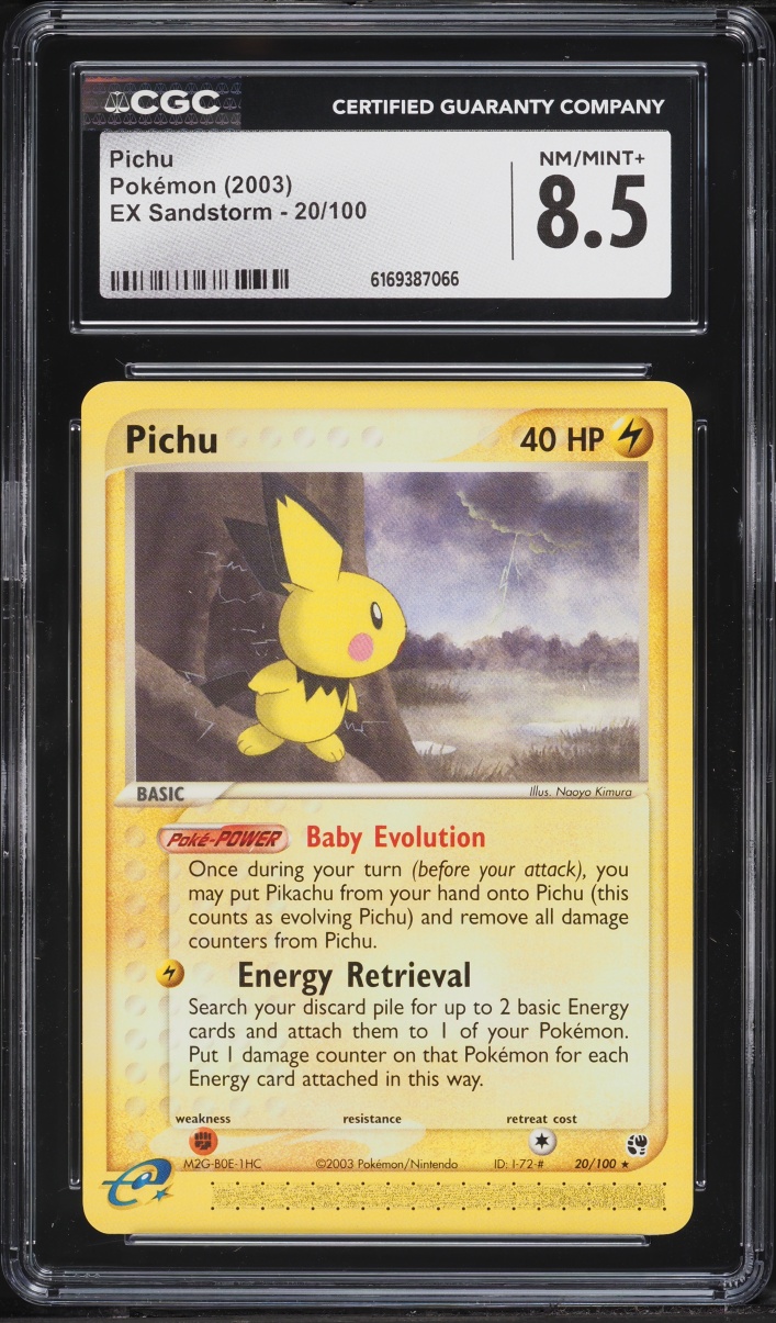 2003 Pokemon E-Card EX Sandstorm Pichu #20 CGC 8.5 NM-MT+