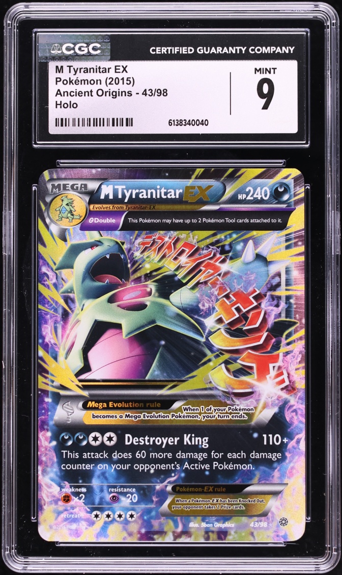 2015 Pokemon XY Ancient Origins Holo M Tyranitar EX #43 CGC 9 MINT