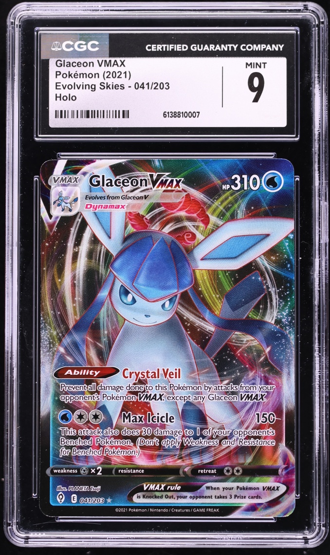 2021 Pokemon Sword & Shield Evolving Skies Full Art Glaceon VMAX #41 CGC 9 MINT