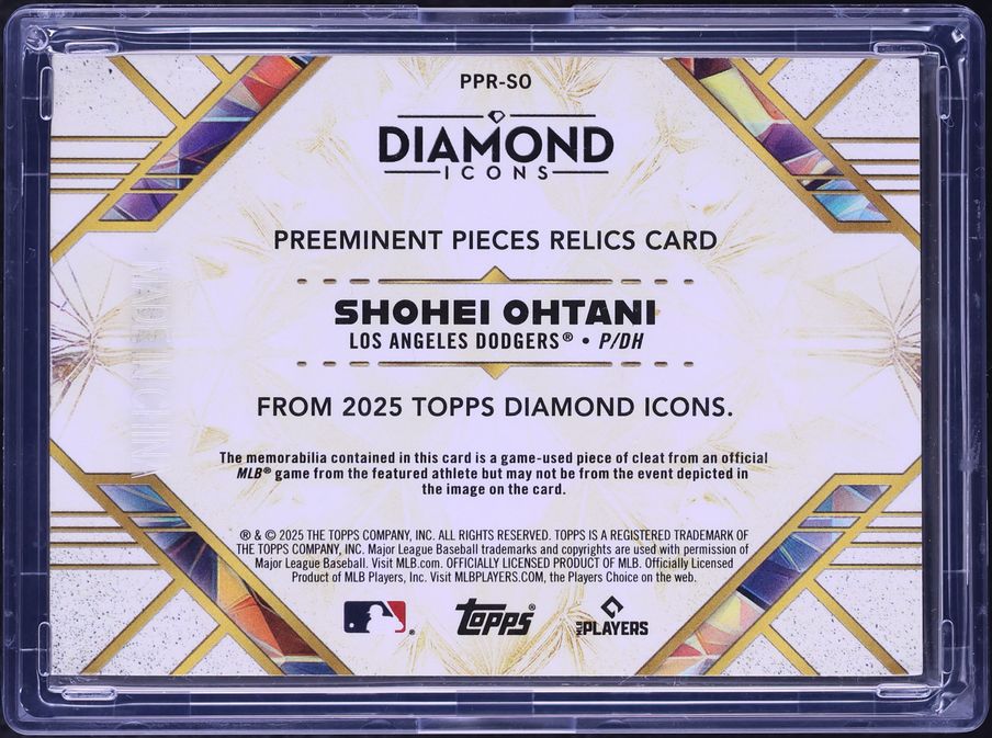 2025 Topps Diamond Icons Preeminent Pieces Relics Gold Shohei Ohtani PATCH 1/1 #PPR-SO CGC AUTH