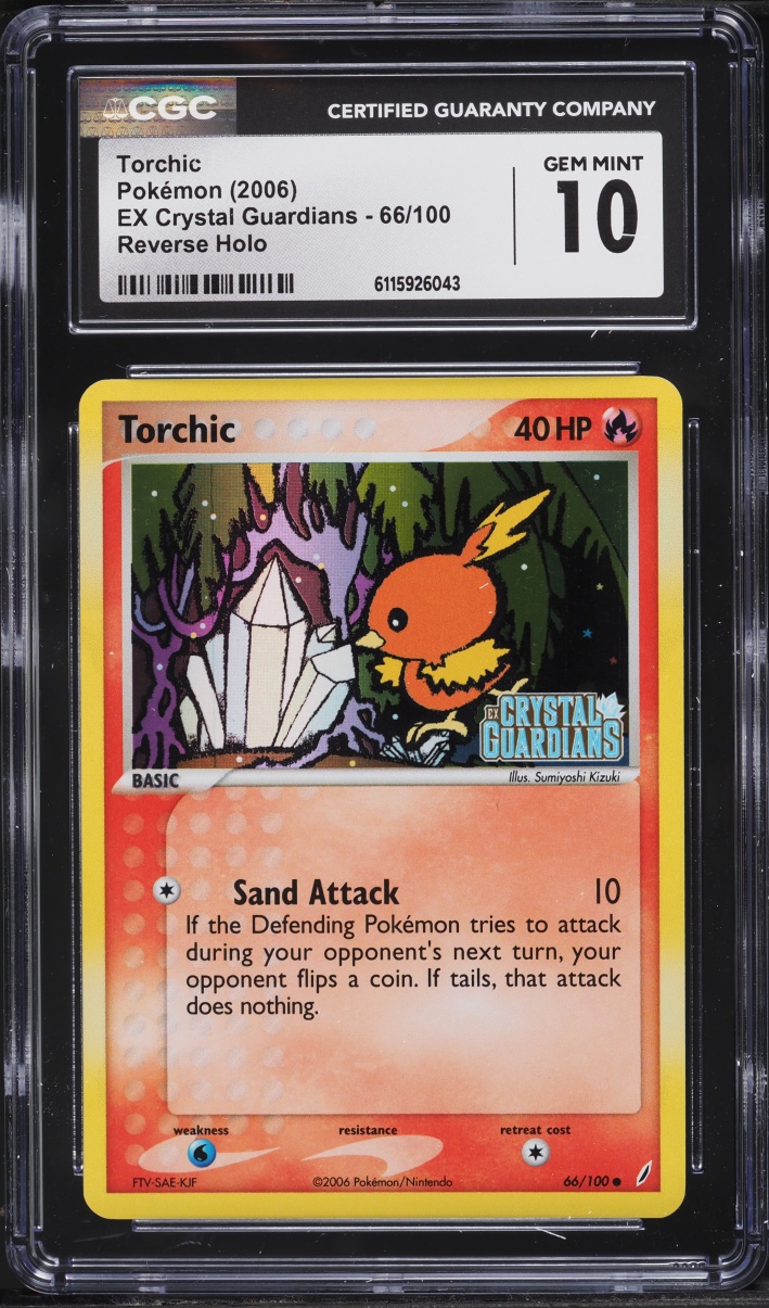 2006 Pokemon EX Crystal Guardians Reverse Holo Torchic #66 CGC 10 GEM MINT