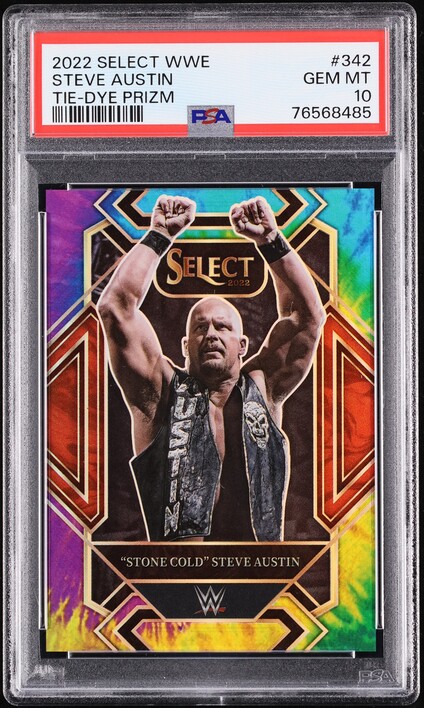 2022 Select WWE Mezzanine Tie-Dye Prizm Steve Austin /25 #342 PSA 10 GEM MINT
