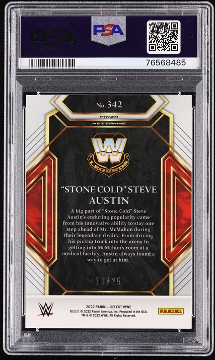 2022 Select WWE Mezzanine Tie-Dye Prizm Steve Austin /25 #342 PSA 10 GEM MINT