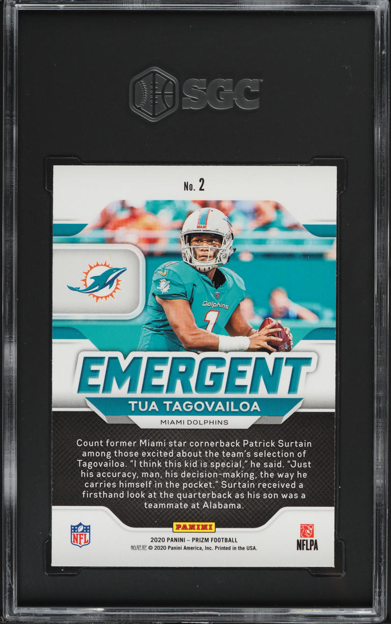 2020 Panini Prizm Emergent Tua Tagovailoa ROOKIE #2 SGC 9.5 MINT+