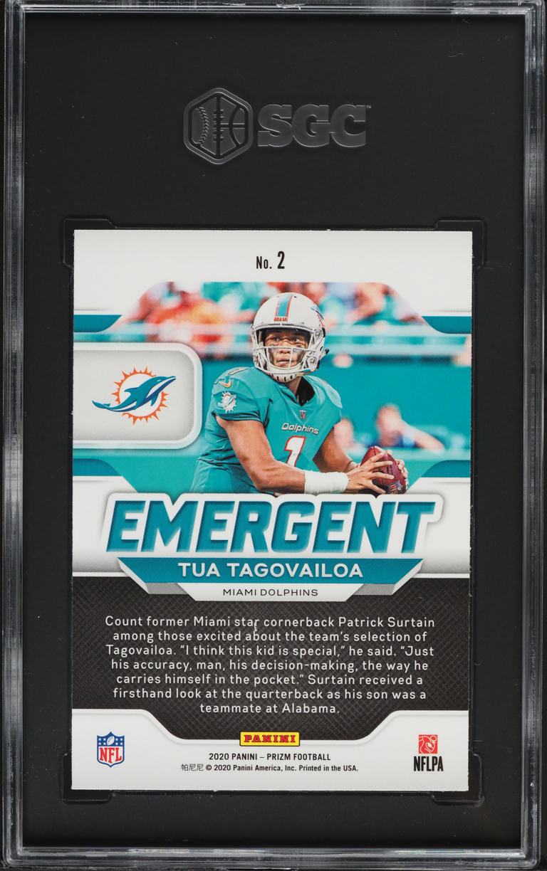 2020 Panini Prizm Emergent Tua Tagovailoa ROOKIE #2 SGC 9 MINT