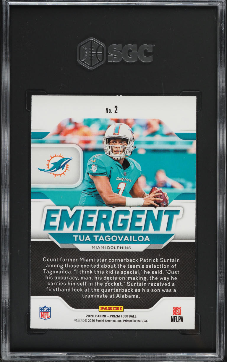 2020 Panini Prizm Emergent Tua Tagovailoa ROOKIE #2 SGC 9.5 MINT+