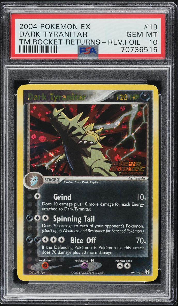 2004 Pokemon EX Team Rocket Returns Reverse Holo Dark Tyranitar #19 PSA 10 GEM