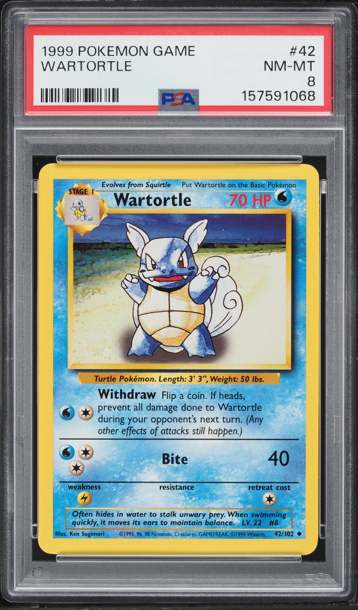 1999 Pokemon Base Set Wartortle #42 PSA 8 NM-MT